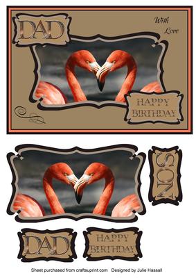 Flamingo Birthday Card for Dad or Son A8