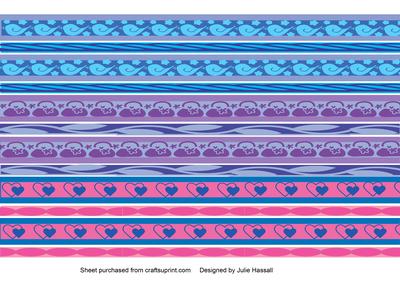 Patterned Ribbons, Birds, Handbags,hearts