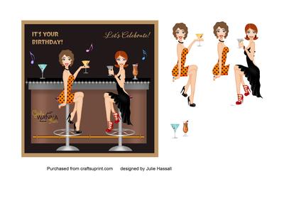 Birthday Card for Party Girl with Bar Cocktails