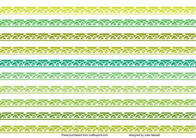 Lacy Borders in Shades of Green. A4 Sheet