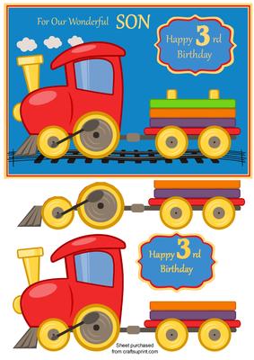 Birthday Card for Son with Train Age 3