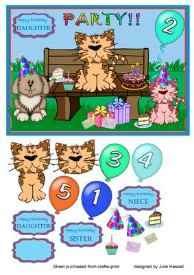 Animal Party Birthday Card for Girls Ages 2-5