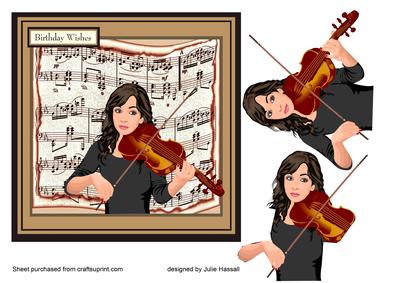 Birthday Card with Sheet Music & Violinist