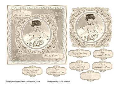Sepia Birthday Card with Vintage Lady