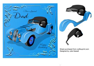 Blue Roadster Birthday Card for Dad