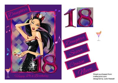 Daughter 18th Birthday Card with Party Girl