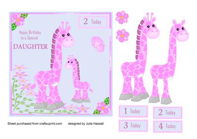 Giraffe Card for Daughter with Decoupage