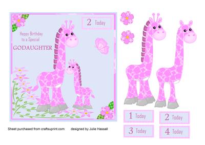 Giraffe Birthday Card for Godaughter