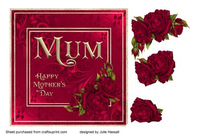 Crimson Roses Mother's Day Card for Mum
