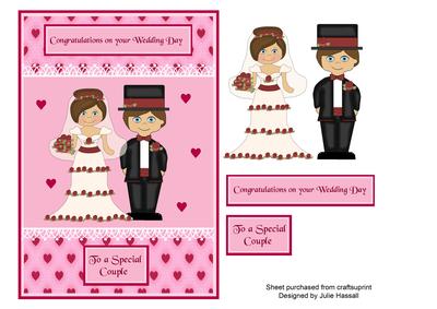Wedding Day Card with Cute Bride and Groom