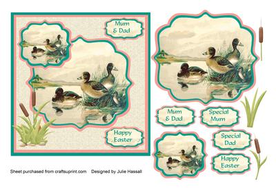 Easter Card with Mallards on Pond
