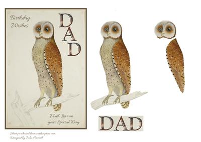 Birthday Card for Dad with Owl on a Branch