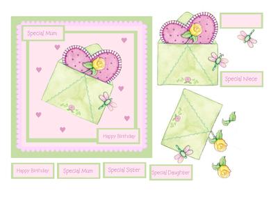 Birthday Card with Heart in Envelope for Mum, Sister