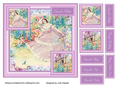 Vintage Lady in Garden Birthday/ Mother's Day Card