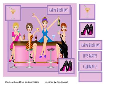 Birthday Card for Party Girl with High Heels and Cocktails