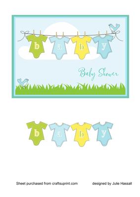 Baby Shower Card with Baby Clothes on Washing Line