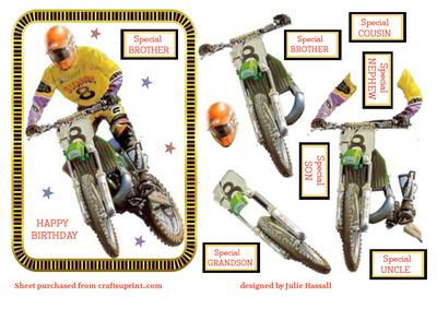 Birthday Card with Decoupage Scrambler Bike