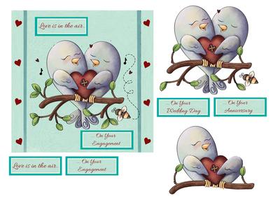 Engagement Card with Love Birds on a Branch