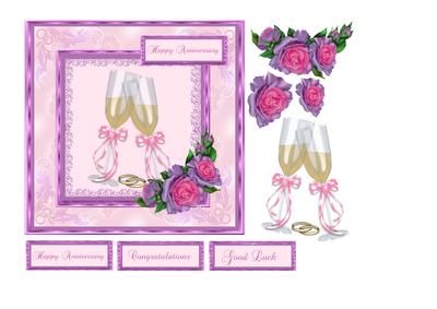 Anniversary Card with Champagne & Roses