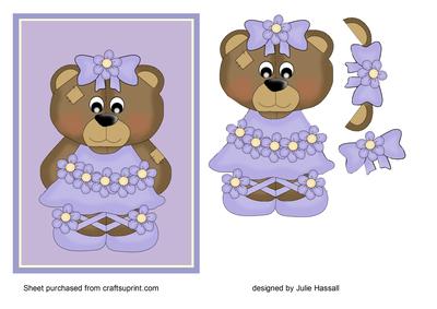 Ballerina Bear Card Topper with Decoupage