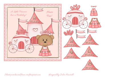Birthday Card with Princess, Castle & Coach