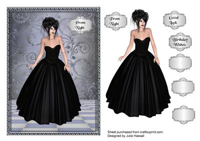 Prom Night Card with Young Lady in Evening Dress