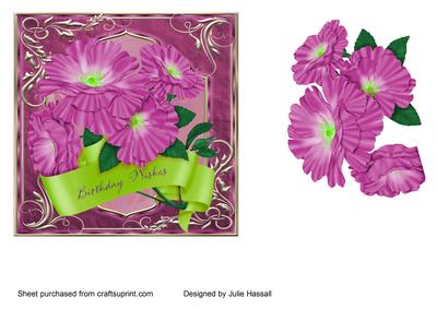 Floral Birthday Card with Decoupage Flowers