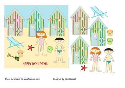 Happy Holidays Card with Beach Scene