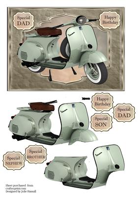 Birthday Card with Vespa Scooter for Male Relatives
