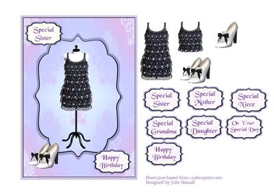 1920's Dress and Shoes Birthday Card Front
