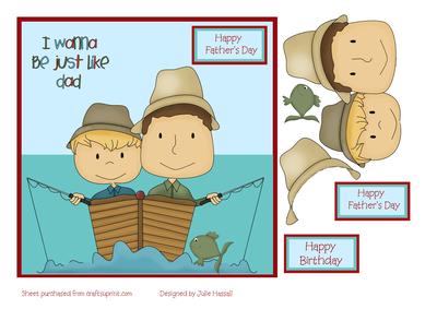 Father and Son in Fishing Boat Father's Day Card
