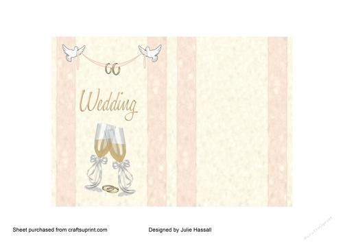 Wedding invitation with doves, champagne & wedding rings