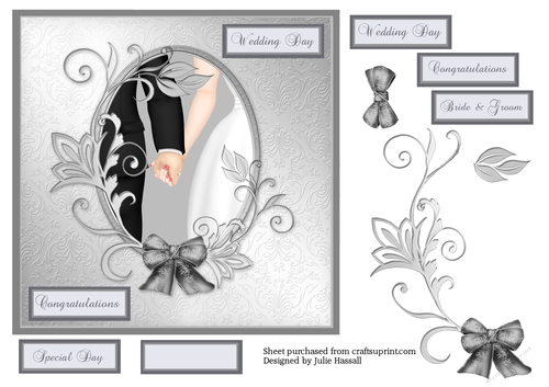 Wedding Day card with cameo frame and decoupage