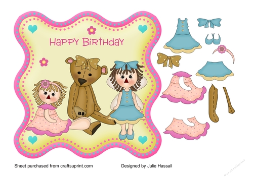 Birthday card with traditional toys