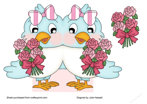 Cute parrot carrying flowers shaped card