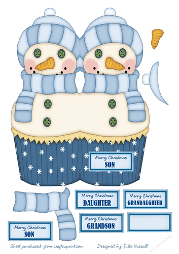 Cupcake snowman shaped card