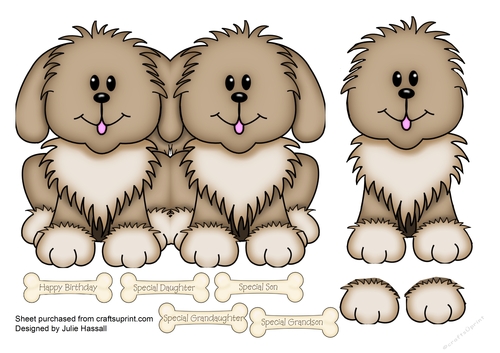 Cute Puppy shaped card with bones sentiments