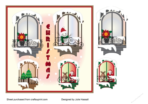 Christmas card with windows scene