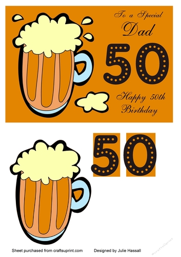 50th Birthday card for Dad with pint of beer