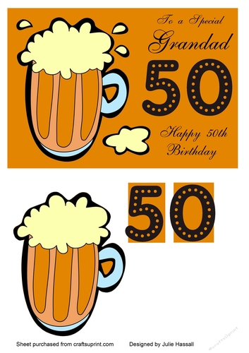50th Birthday card for Grandad with pint of beer