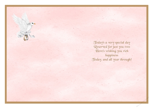 Insert to match golden wedding card cup661731_2306 with dove, wedding rings and verse
