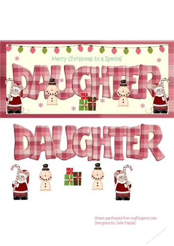 Christmas card for Daughter with cute mice, snowmen and gifts