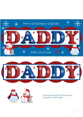 Christmas card for Daddy with 3D snowman and penguin
