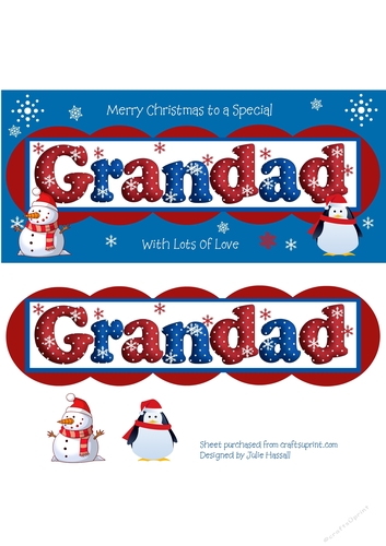 Christmas card for GRANDAD with 3D snowman and penguin