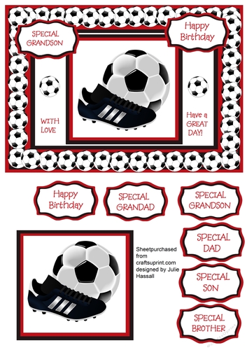 Birthday card for football fans with choice of family sentiments
