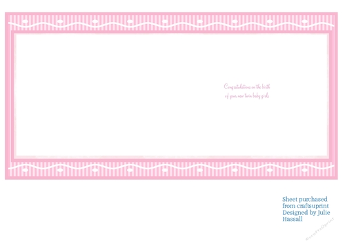 Insert for new baby twin girls congratulations card