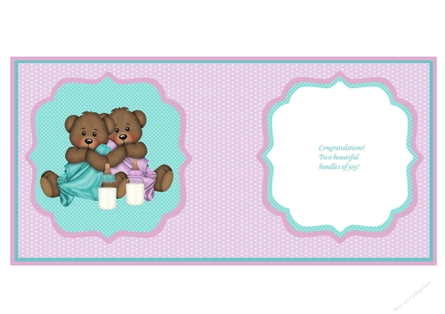 Insert for baby twins card with baby bears & bottles, cup780562_2306