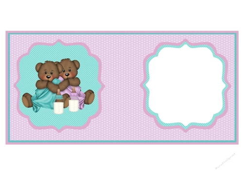 Insert for baby twins card with baby bears & bottles, cup780562_2306