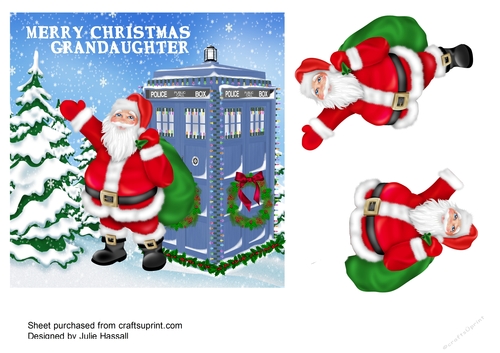 DR WHO CHRISTMAS CARD FOR GRANDAUGHTER WITH 3D SANTA