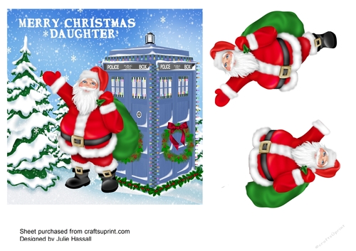 DR WHO CHRISTMAS CARD FOR DAUGHTER WITH 3D SANTA